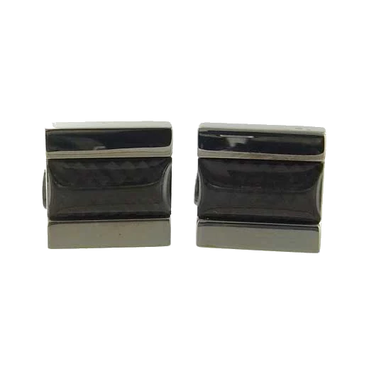BOSS Square Grey Carbon T-Leo Cufflinks - Image 2