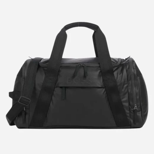 BOSS Stormy Black Recycled Polyester Holdall with Black BOSS Logo