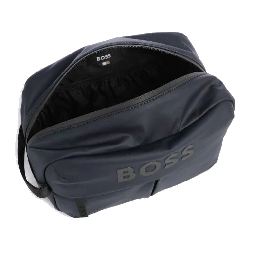 BOSS Stormy Dark Blue Wash Bag with Raised Logo - Image 4