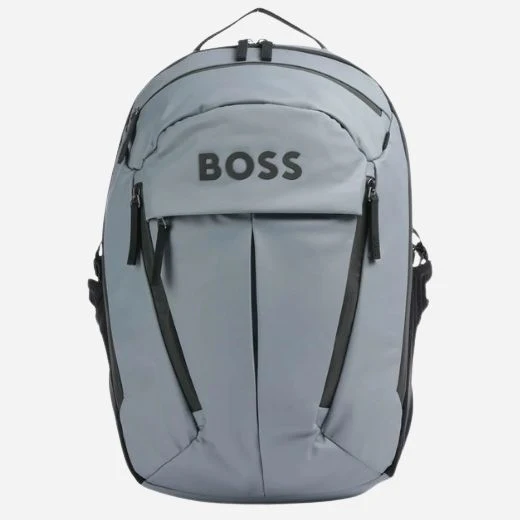 BOSS Stormy Platinum Grey Polyester Backpack with BOSS Logo