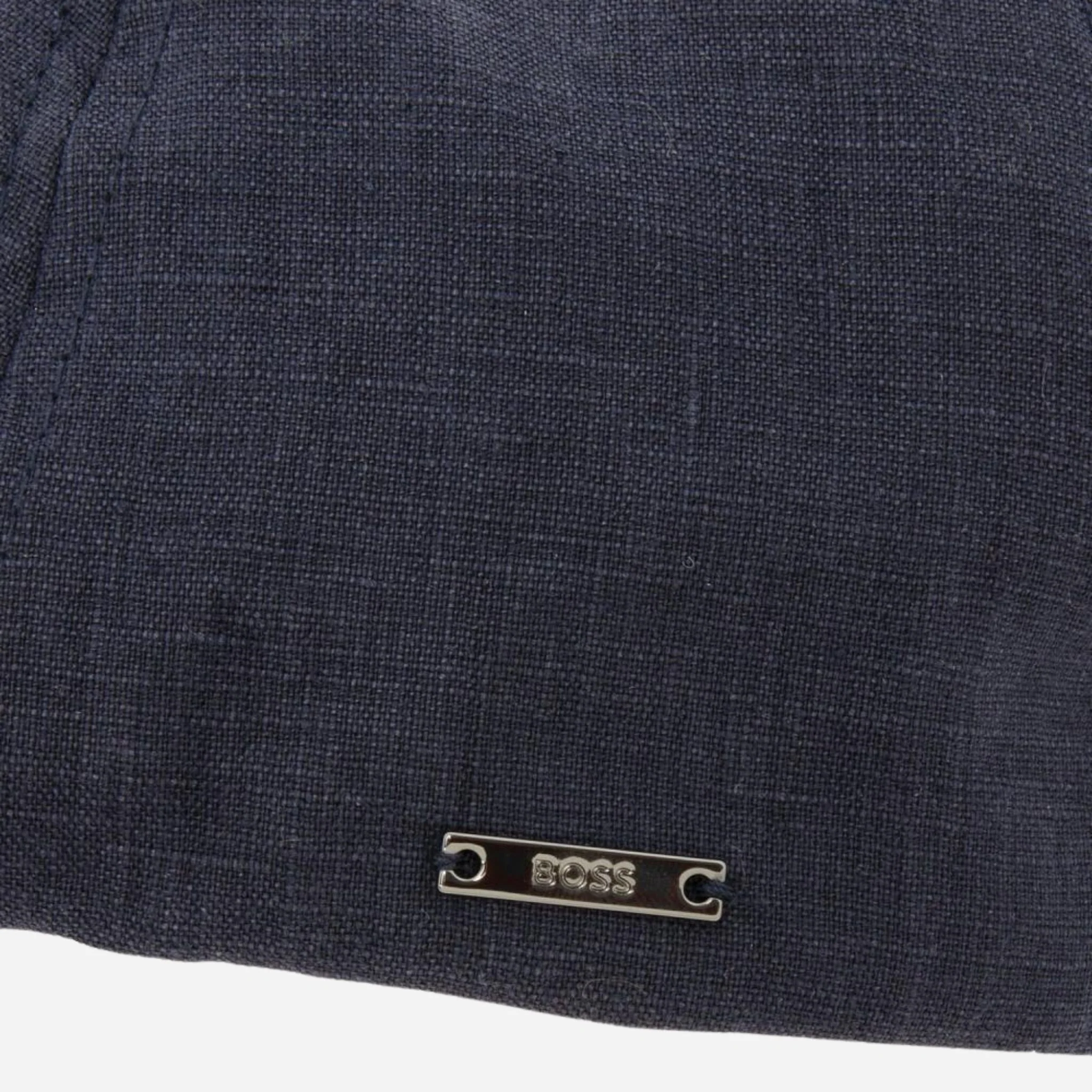 BOSS Trystan Navy Blue Linen Flat Cap - Image 2