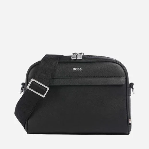 BOSS Zair Black Faux Leather Squared Cross Body Bag