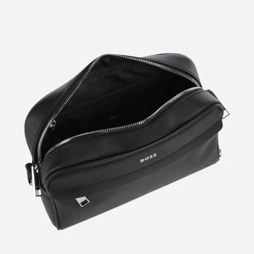 BOSS Zair Black Faux Leather Squared Cross Body Bag - Image 5