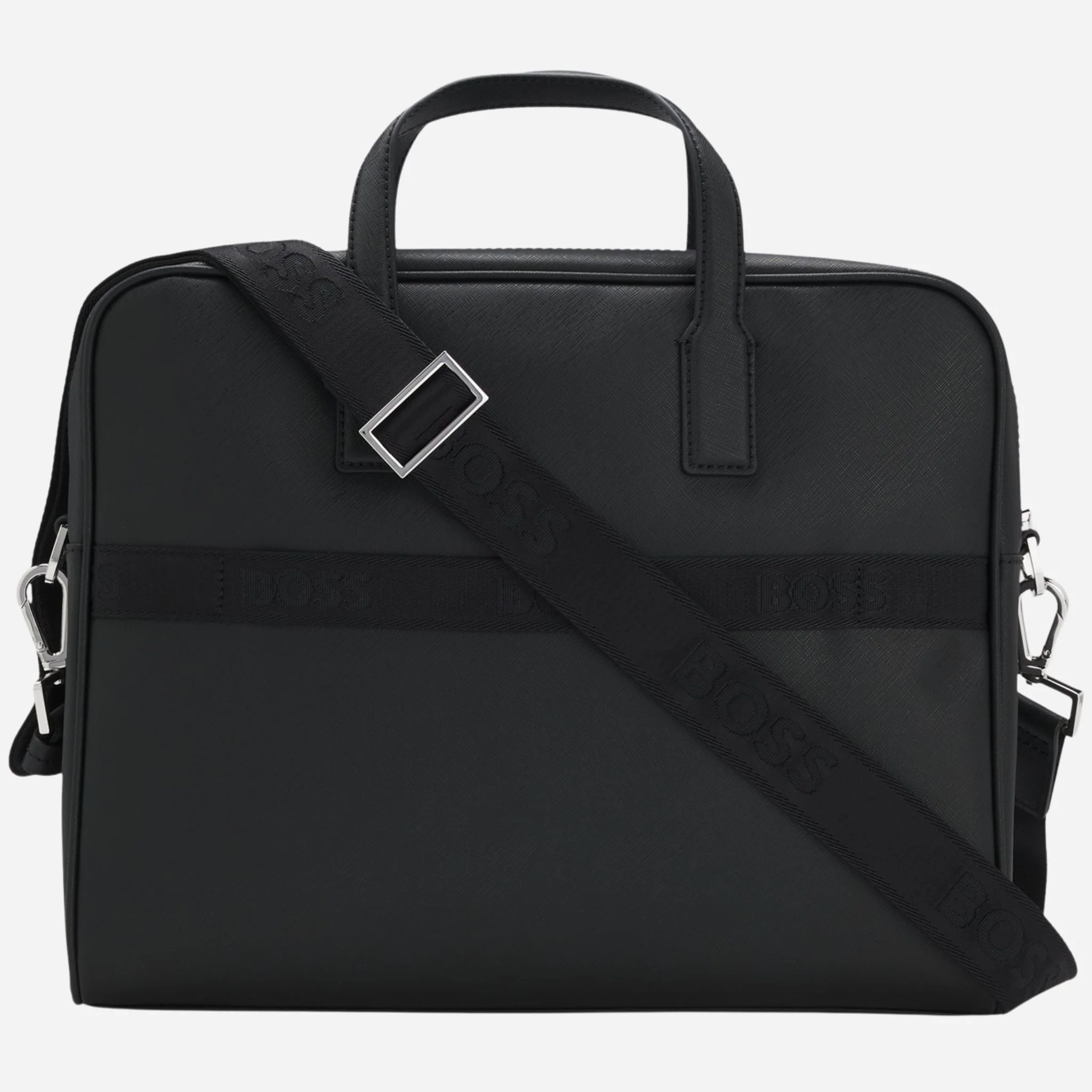 BOSS Zair Black Leather Document Case with Foil-Print Logo - Image 2