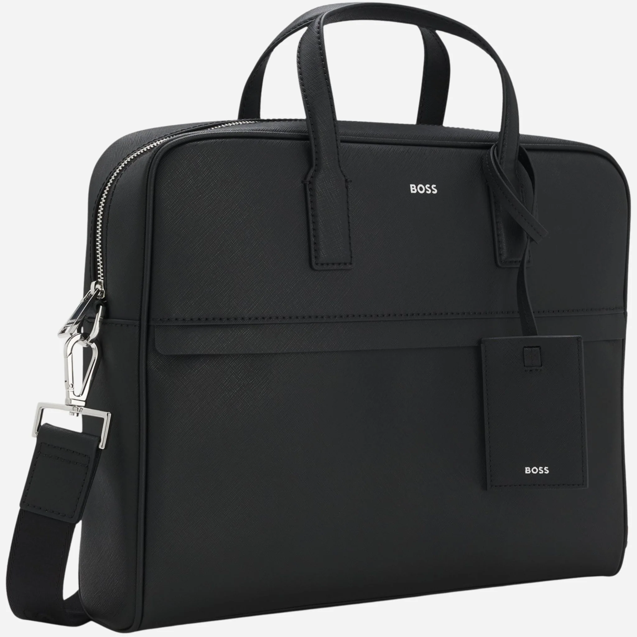 BOSS Zair Black Leather Document Case with Foil-Print Logo - Image 3