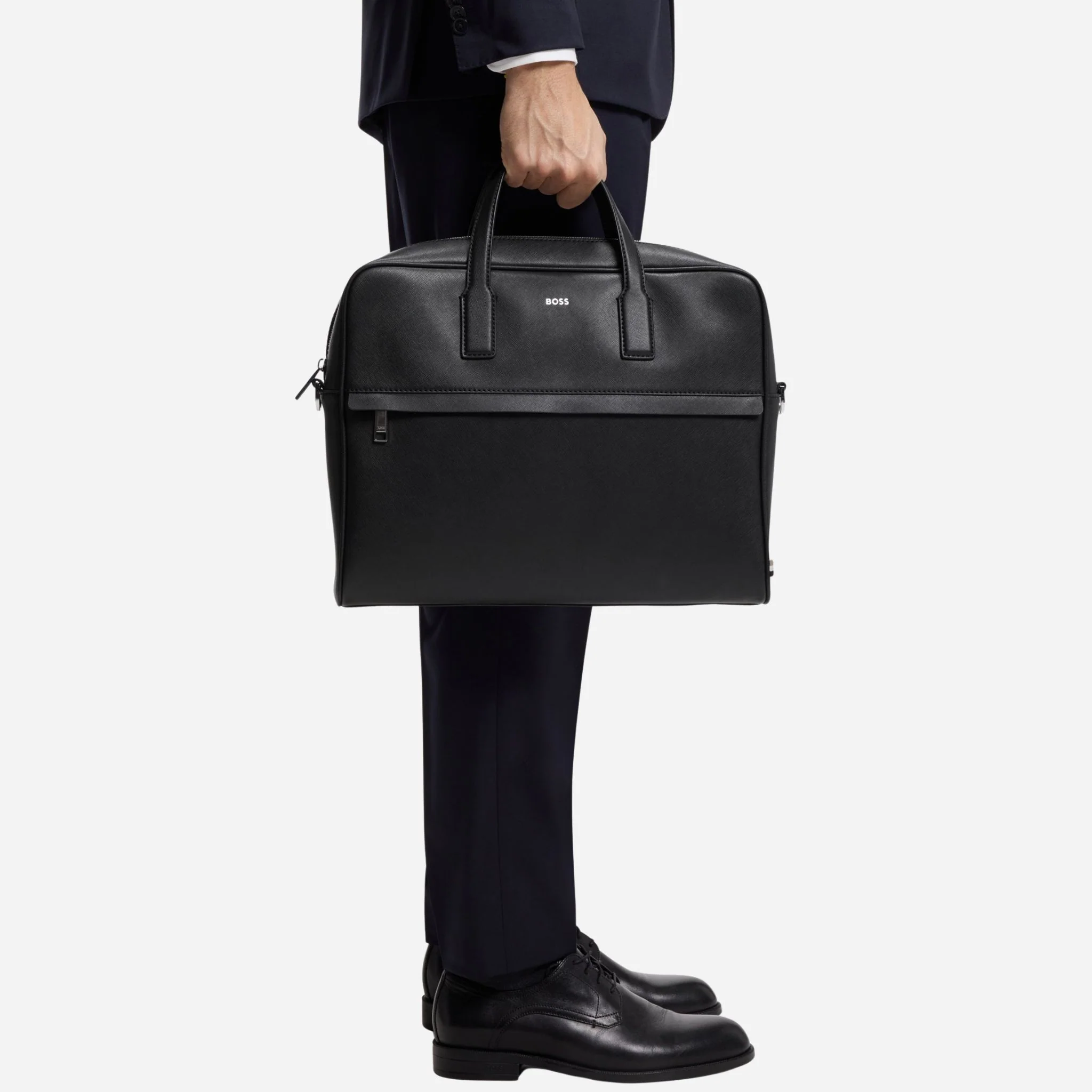 BOSS Zair Black Leather Document Case with Foil-Print Logo - Image 6