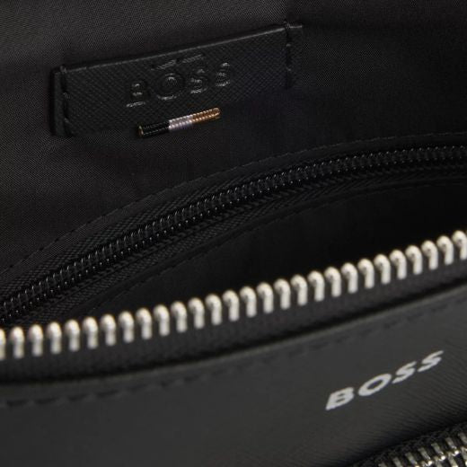 BOSS Zair Black Leather Envelope Bag with Zip Closure - Image 4