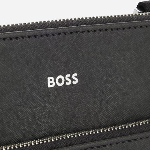 BOSS Zair Black Leather Envelope Bag with Zip Closure - Image 5