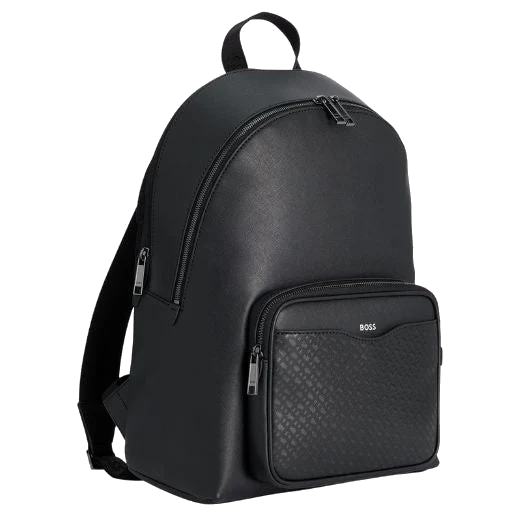 BOSS Zair Monogram Front Pocket Faux Leather Backpack - Image 3