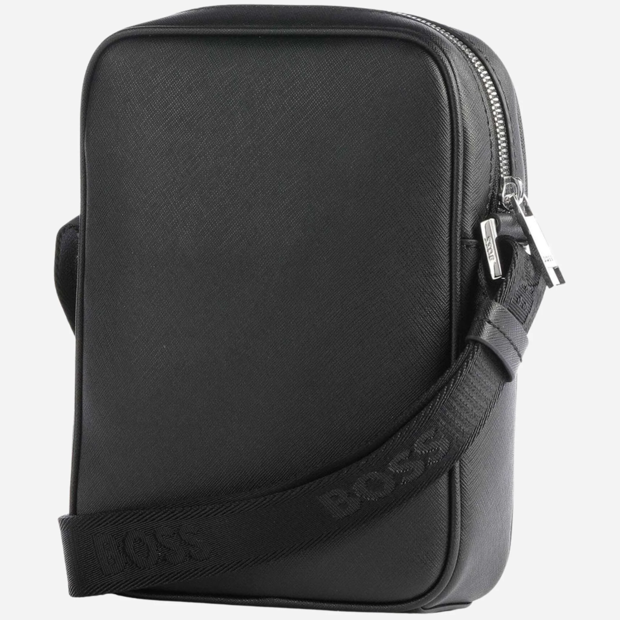 BOSS Zair NS Zip Black Cross Body Bag with White Logo - Image 2