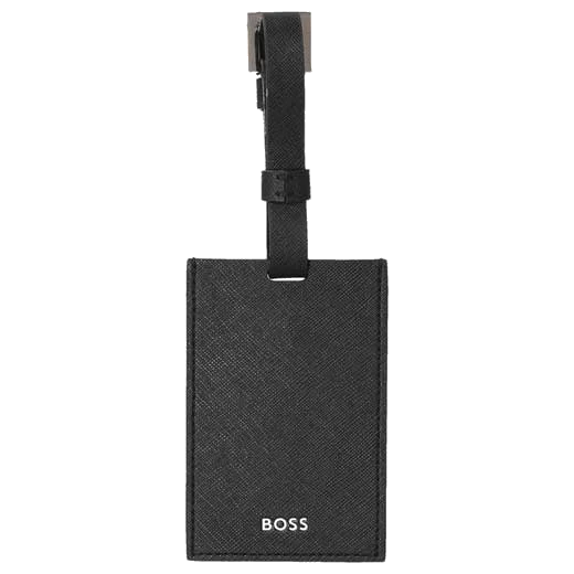 BOSS Zair Regenerated Black Leather Luggage Tag - Image 2