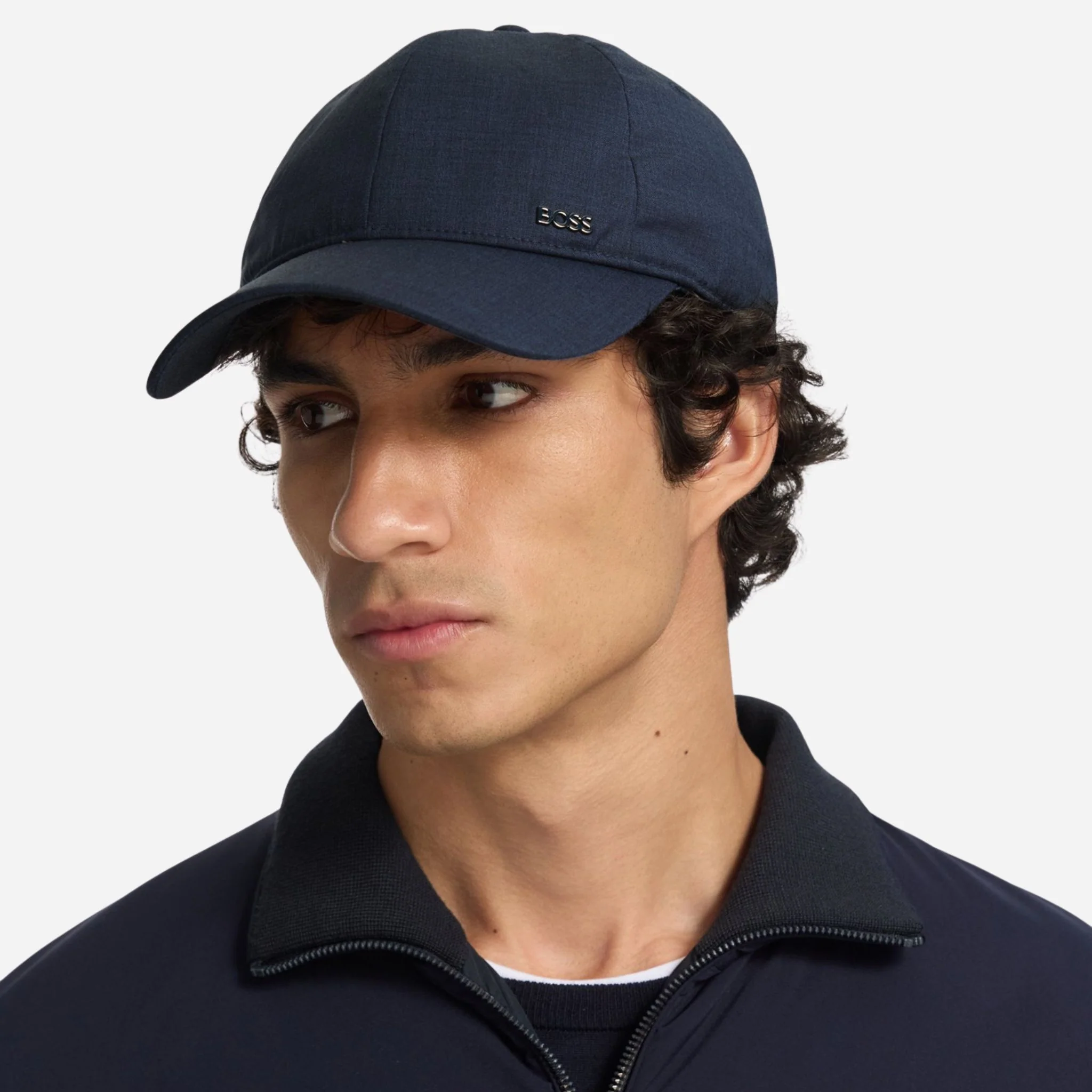 BOSS Zed Navy Blue Cotton-Twill Cap with Metal Logo and Signature Stripes - Image 4