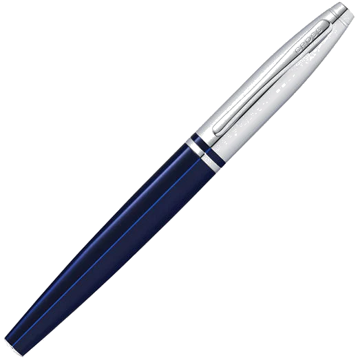 Cross Polished Blue Lacquer & Chrome Calais Fountain Pen - Image 2