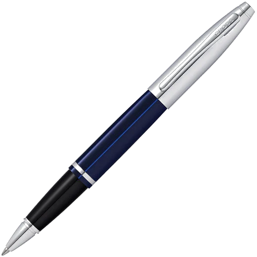 Cross Polished Blue Lacquer & Chrome Calais Rollerball Pen