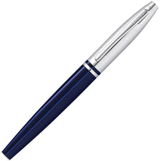 Cross Polished Blue Lacquer & Chrome Calais Rollerball Pen - Image 2