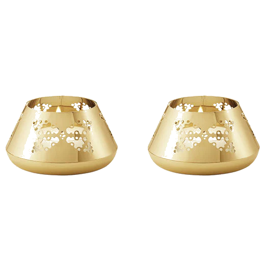 Georg Jensen 18 KT. Gold Plated 2 Pcs. Christmas Tealight Holders