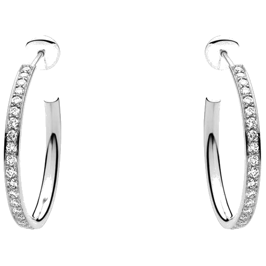 Georg Jensen 18 KT White Gold Magic Diamond Hoop Earrings