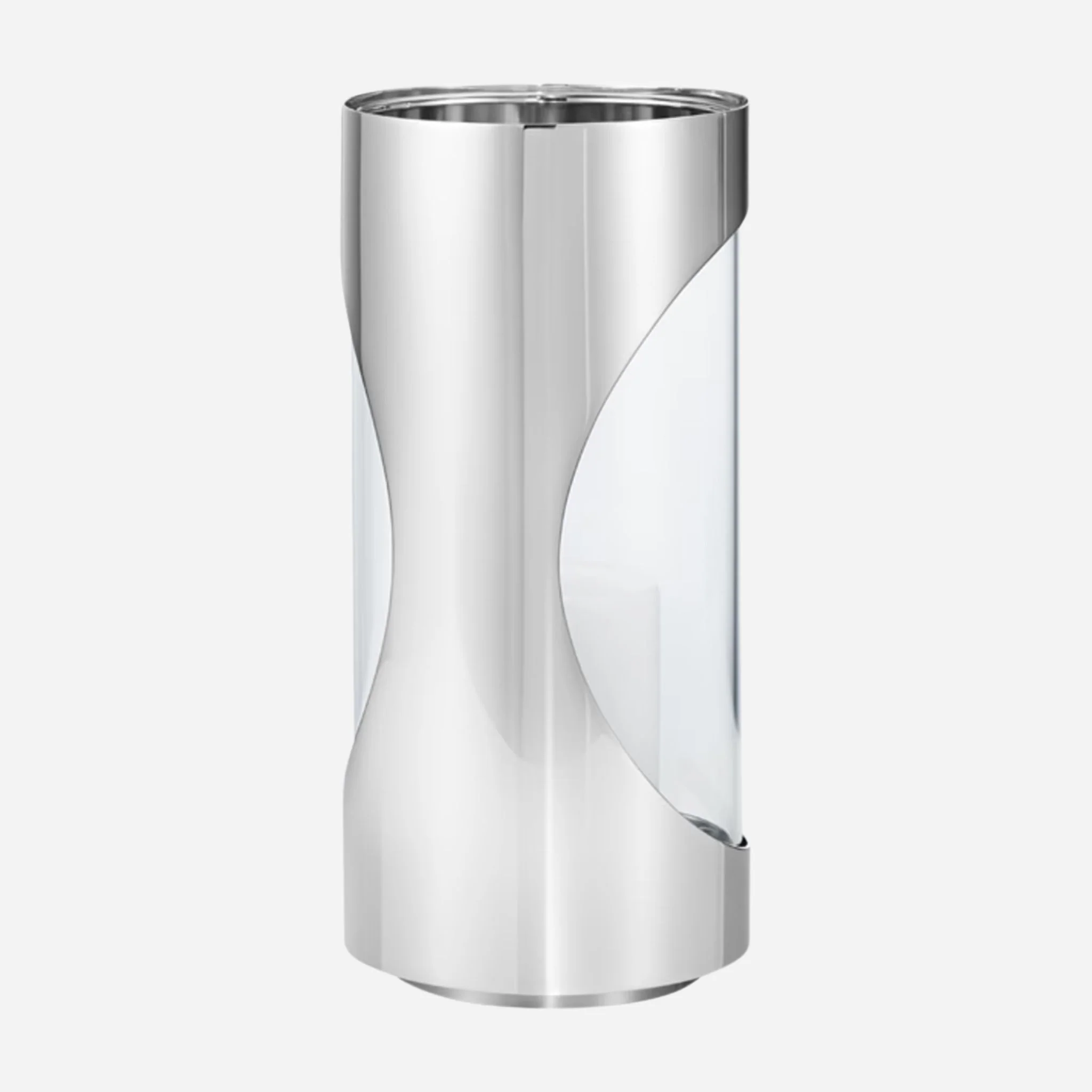 Georg Jensen Chrome Contours Small Stainless Steel and Glass Hurricane Candleholder - Image 2