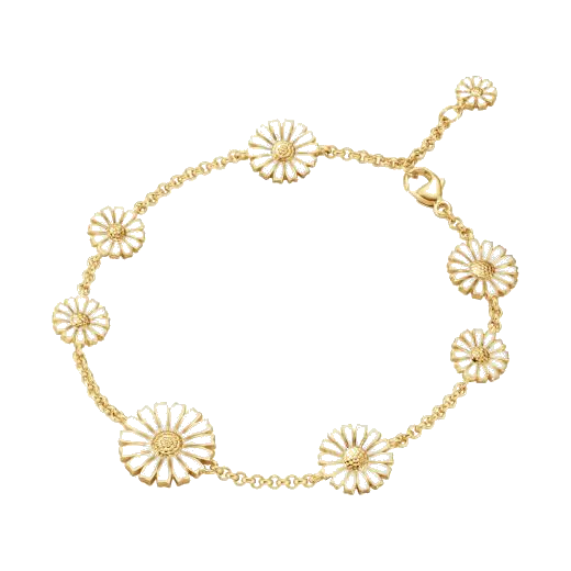 Georg Jensen Daisy White Enamel 8 Flower Gold-Plated Bracelet