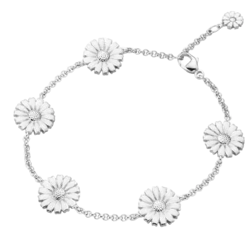 Georg Jensen Georg Jensen Sterling Silver & White Enamel Daisy Bracelet
