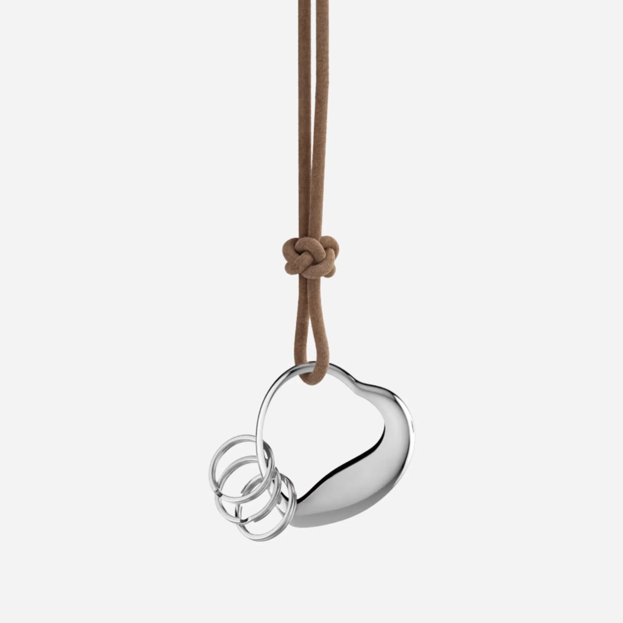 Georg Jensen Stainless Steel and Leather Heart Keyring