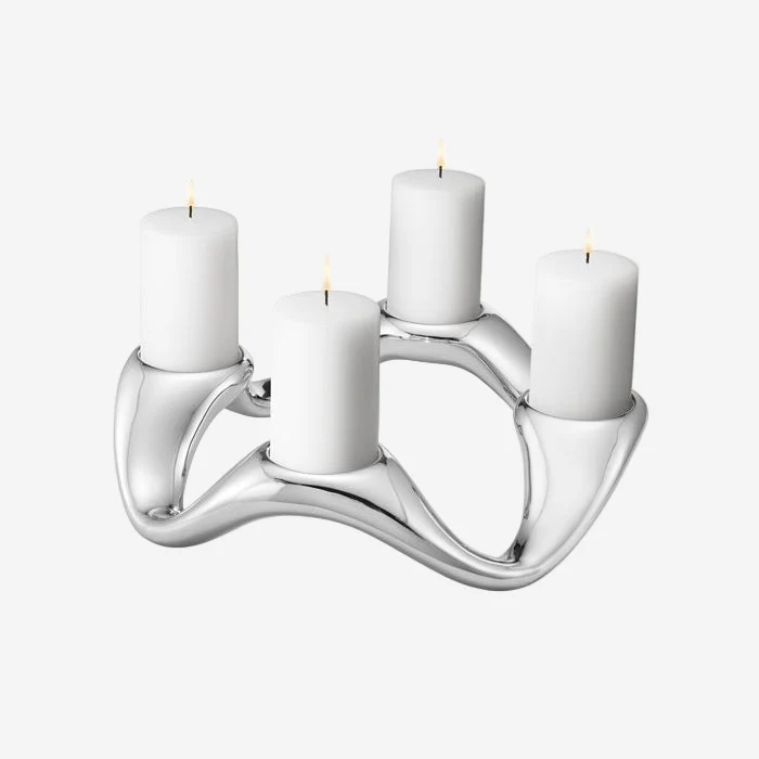 Georg Jensen Stainless Steel Round Cobra Candle Holder
