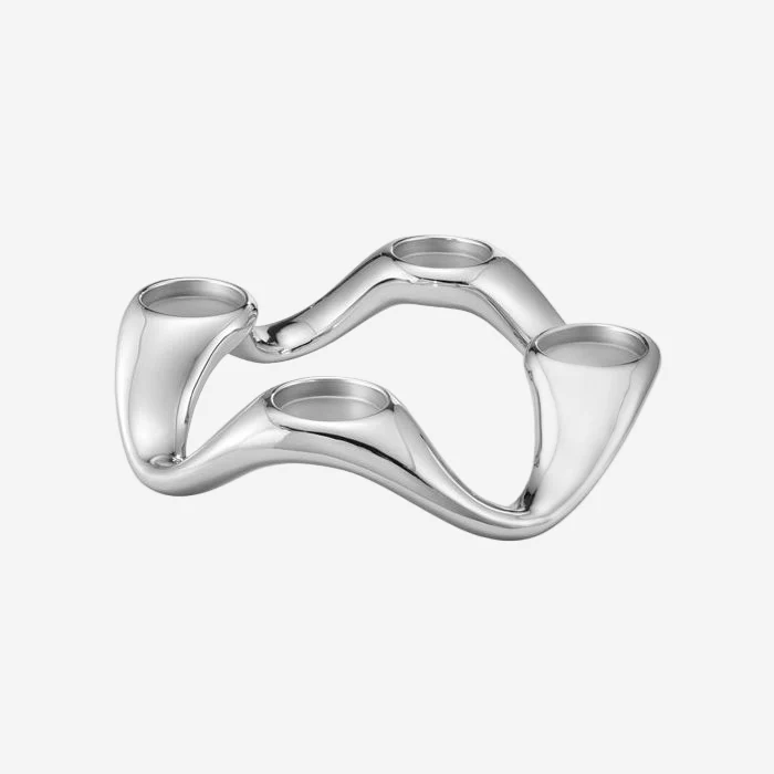 Georg Jensen Stainless Steel Round Cobra Candle Holder - Image 2