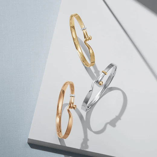 Georg Jensen Sterling Silver & 18 KT. Yellow Gold Torun Bangle - Image 3
