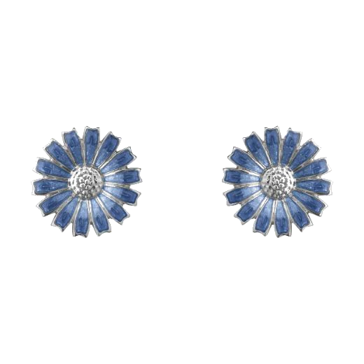 Georg Jensen Sterling Silver Blue Daisy Stud Earrings