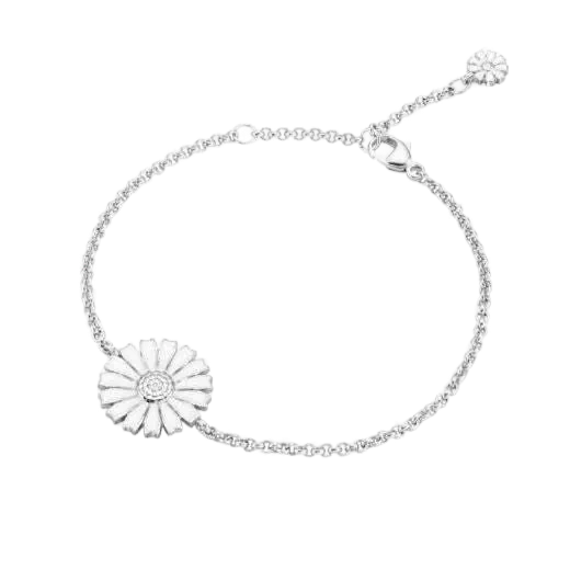 Georg Jensen Sterling Silver Daisy White Enamel Bracelet