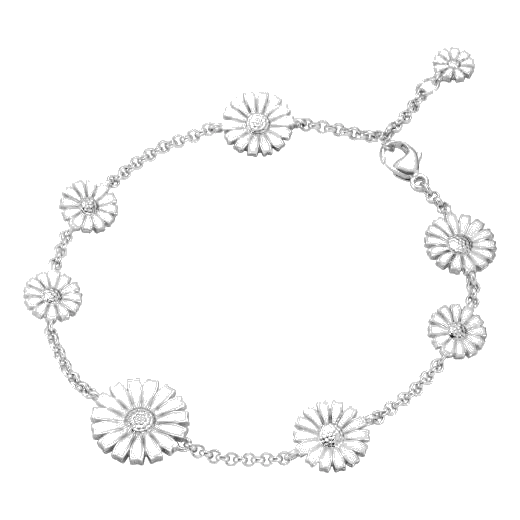 Georg Jensen White Daisy & Sterling Silver Bracelet