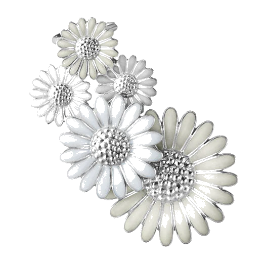 Georg Jensen White Enamel Single Daisy Large Ear Cuff - Left Ear