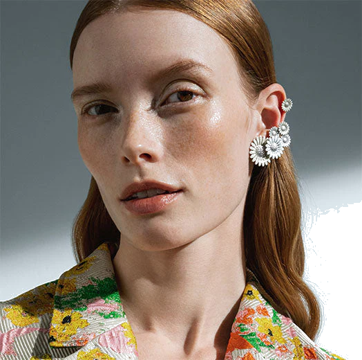 Georg Jensen White Enamel Single Daisy Large Ear Cuff - Right Ear - Image 2