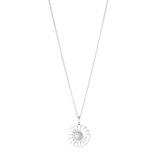 Georg Jensen White Enamel Sterling Silver Daisy Pendant