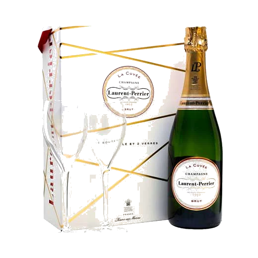 Laurent Perrier 75cl La Cuvèe Champagne and Two Branded Glasses Gift Set - Image 2