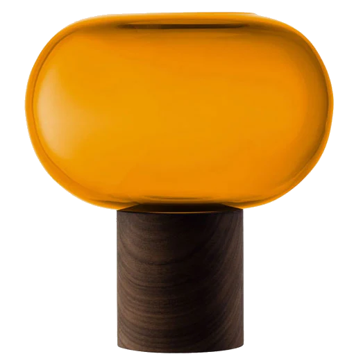 LSA International Select Oblate Tall Amber Vase with Walnut Base