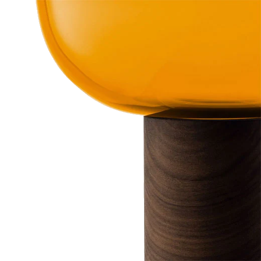 LSA International Select Oblate Tall Amber Vase with Walnut Base - Image 3