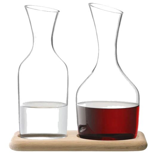 LSA International Signature Wine & Water Carafe Set with Oak Base