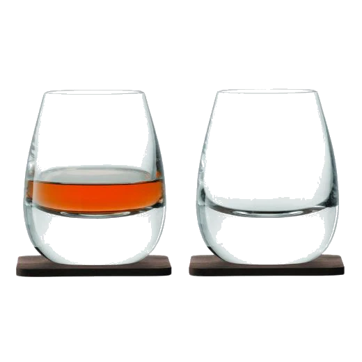 LSA International Whisky Islay Tumbler 250ml & Walnut Coaster Set of 2
