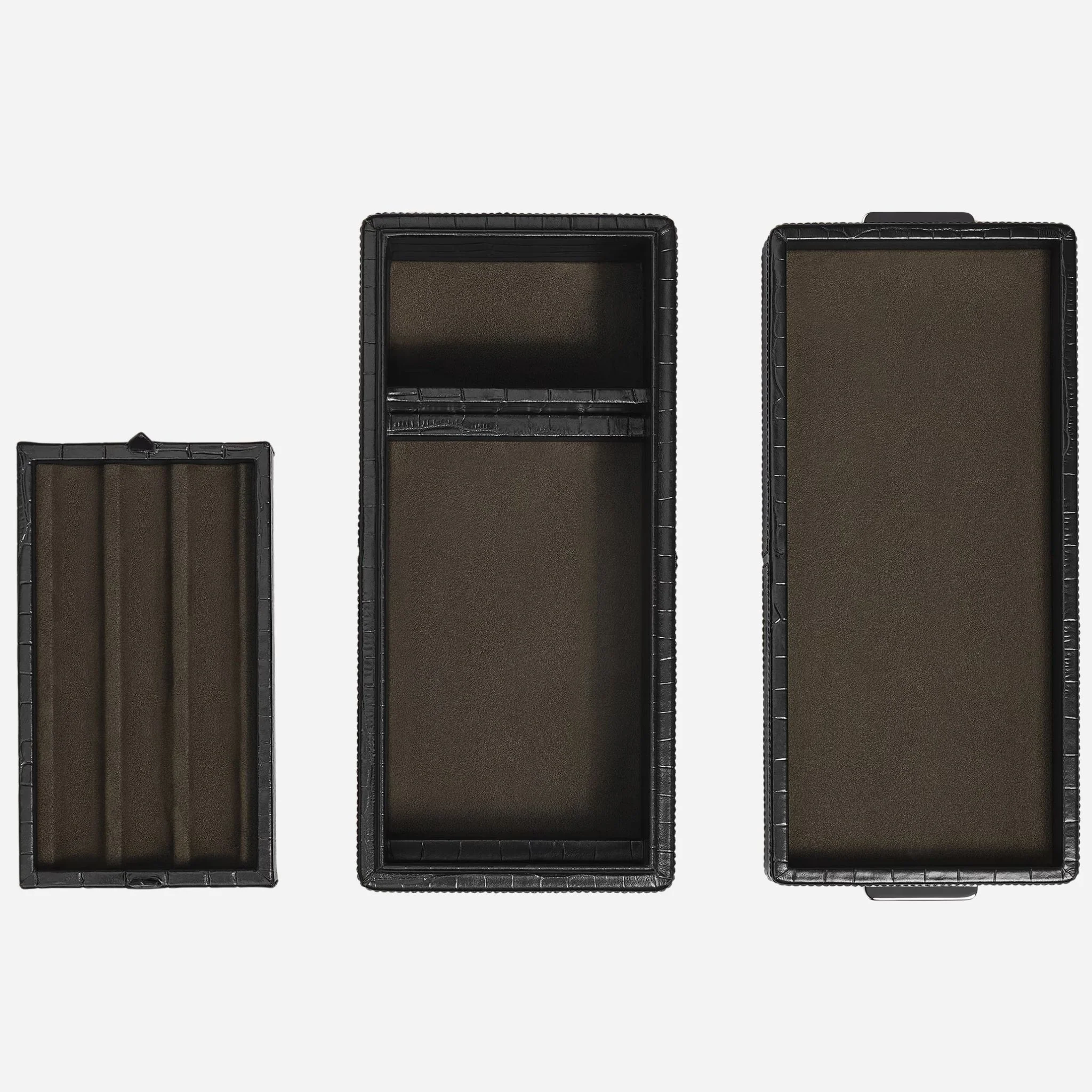 Montblanc 3-Pen Box in Croco-Embossed Black Leather - Image 4