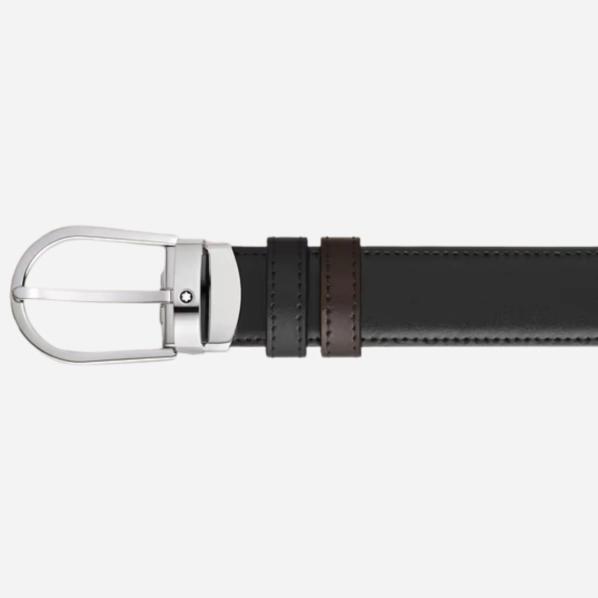 Montblanc 30 mm Horseshoe Pin Buckle Reversible Black and Ebony Meisterstück Leather Belt - Image 2