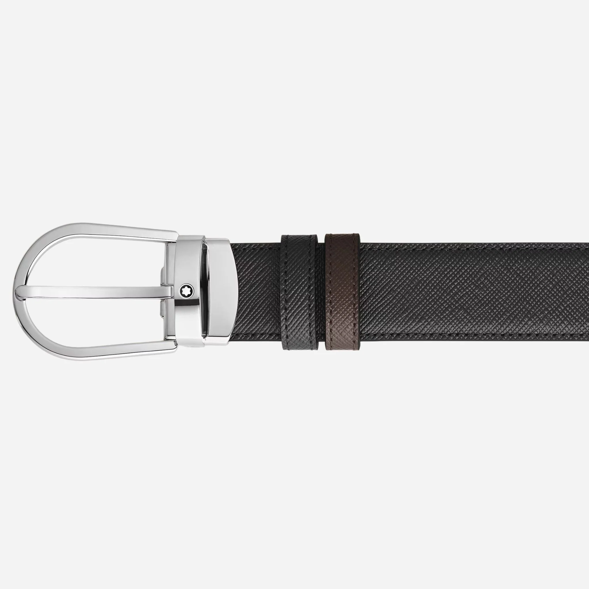 Montblanc 30 mm Horseshoe Pin Buckle Reversible Black and Ebony Sartorial Leather Belt - Image 2