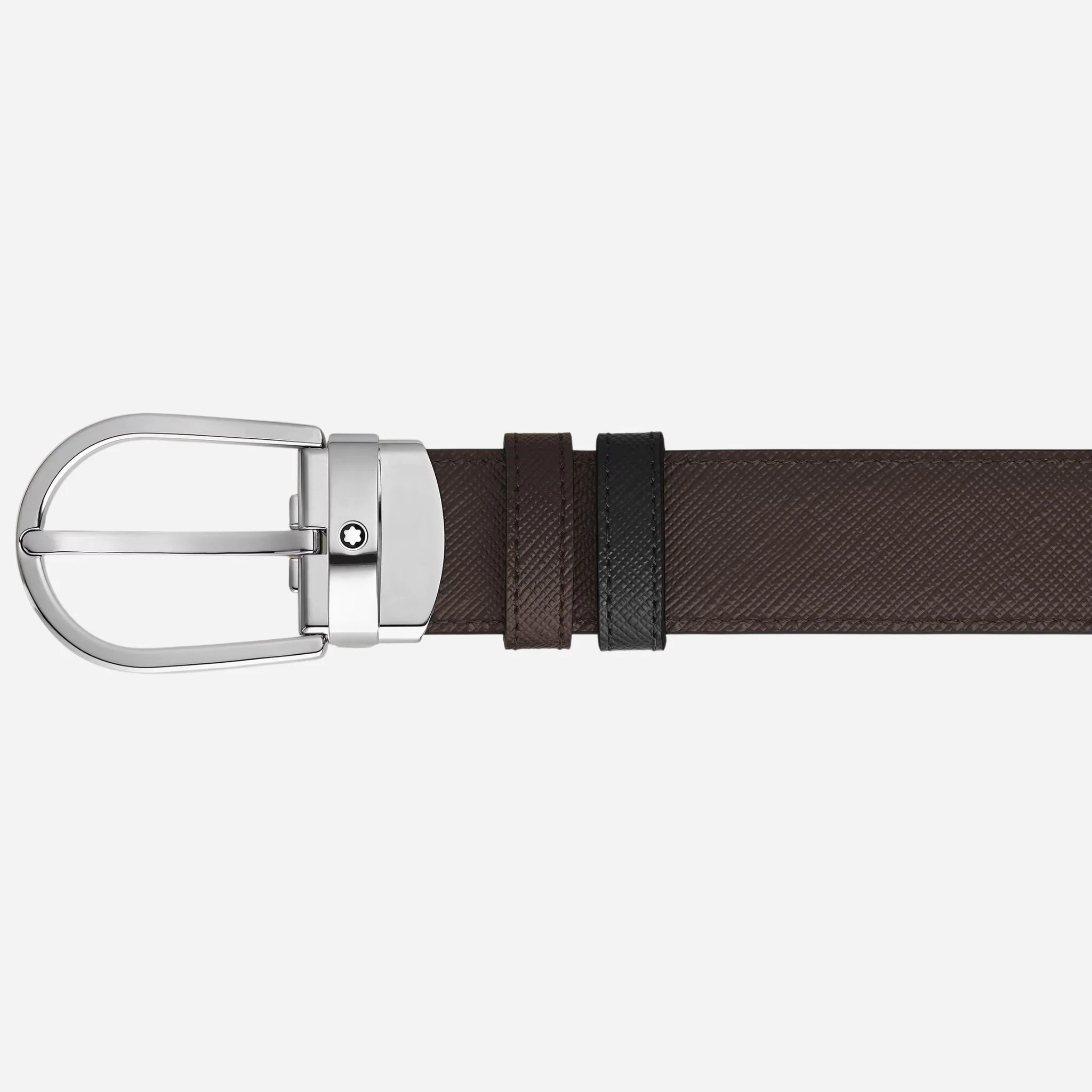 Montblanc 30 mm Horseshoe Pin Buckle Reversible Black and Ebony Sartorial Leather Belt - Image 4