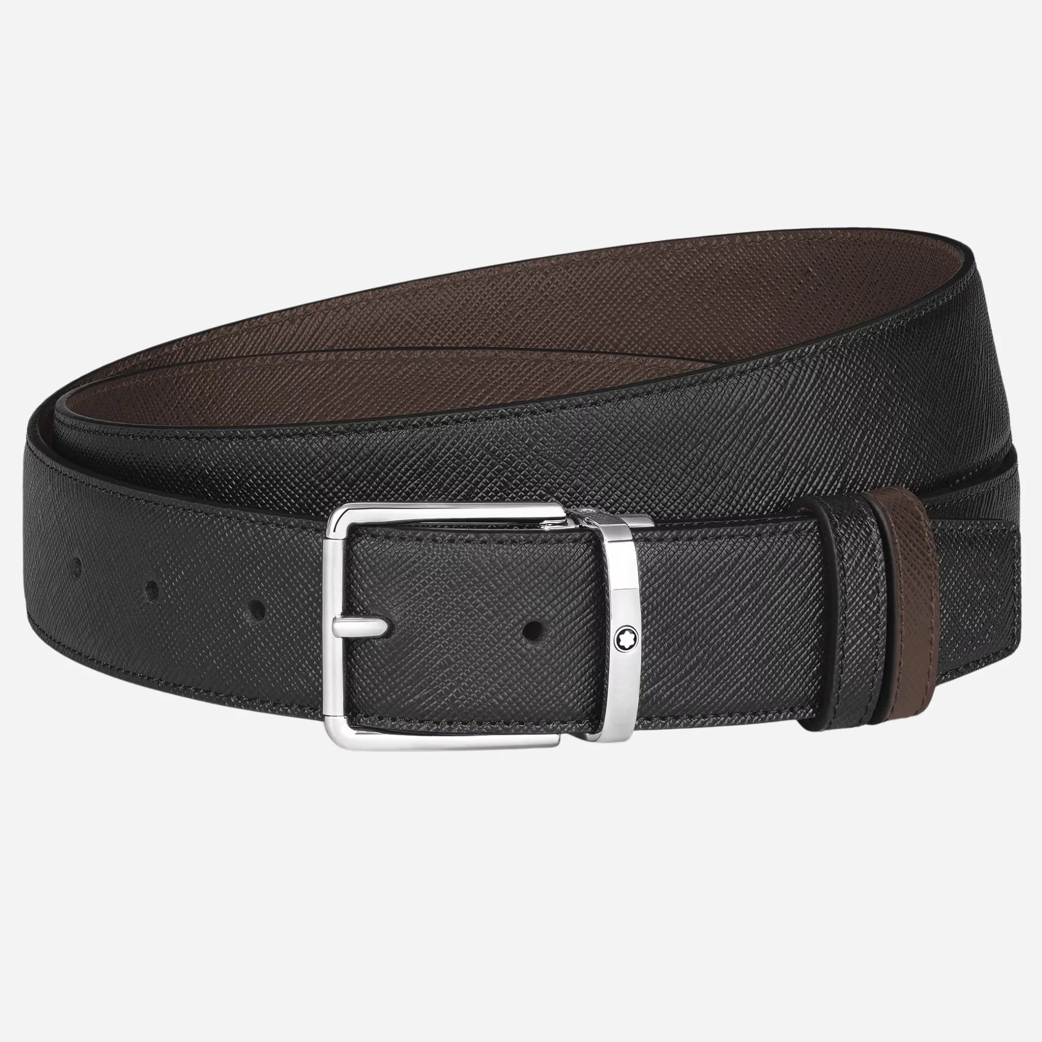 Montblanc 35 mm Everyday Pin Buckle Reversible Black and Ebony Sartorial Leather Belt