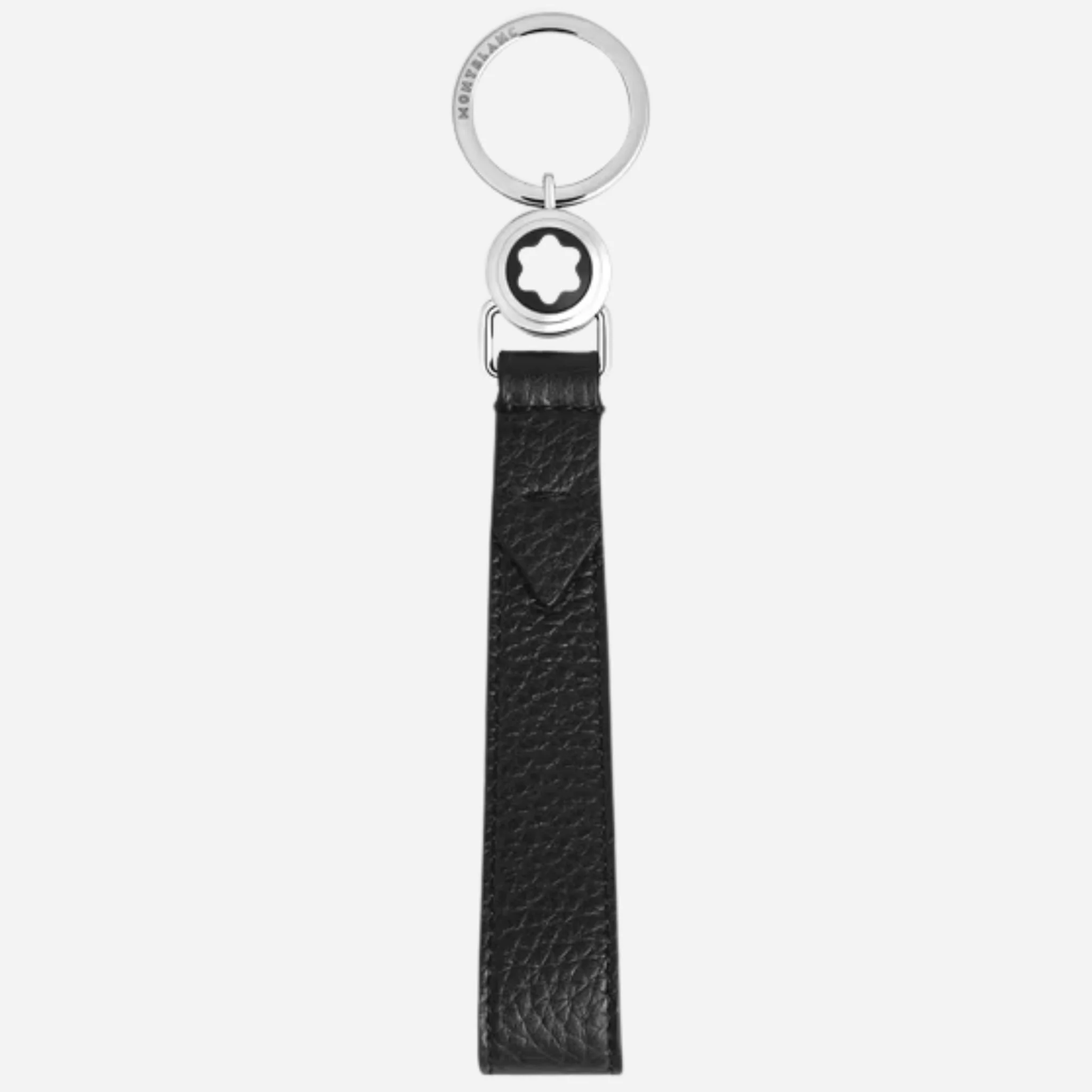 Montblanc Black Grain Leather Loop Key Holder with Large Emblem