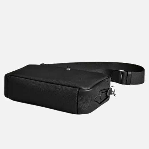Montblanc Black Grained Leather Cross Body Bag - Image 7