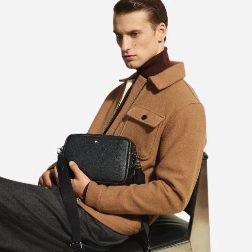 Montblanc Black Grained Leather Cross Body Bag - Image 8