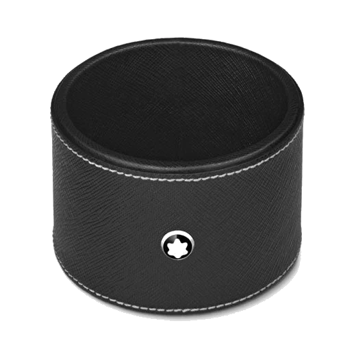 Montblanc Black Leather Round Desk Tray, Medium