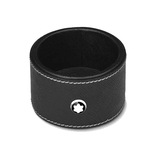 Montblanc Black Leather Round Desk Tray, Small