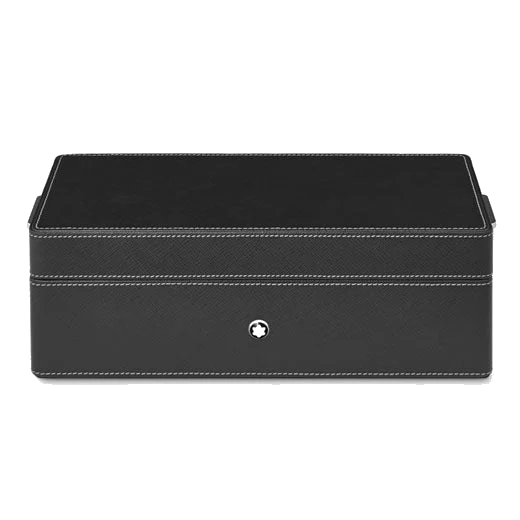 Montblanc Black Saffiano Leather Desk Box for 3 Pens & Ink Bottle